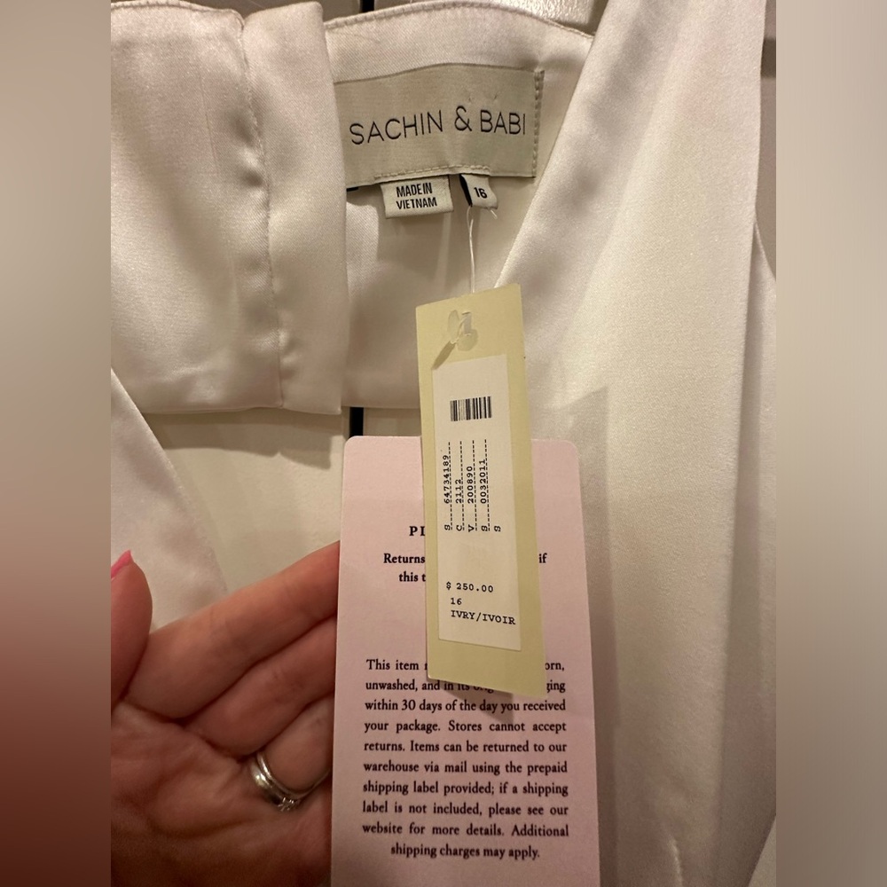 Anthropology BHLDN Sachin & Babi Sierra V-Neck Cutout Satin Midi Dress Sz 16 NWT - Picture 8 of 10